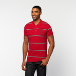 Short-Sleeve Polo // Dark Red Stripe (XL)