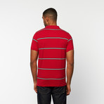 Short-Sleeve Polo // Dark Red Stripe (XL)