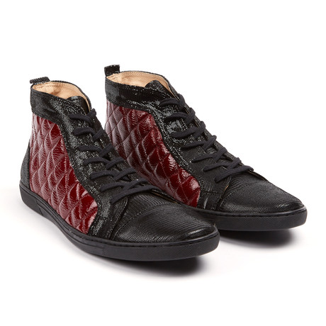 Lord Casual Quilted High-Top // Black + Red (Euro: 39)