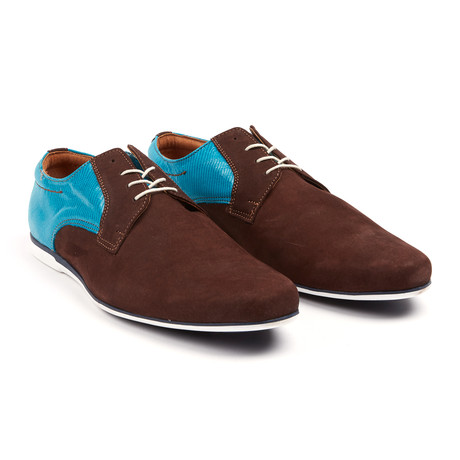 MYS Sport Casual Suede + Leather Derby // Dark Brown + Turquoise (Euro: 39)