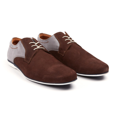 MYS Sport Casual Suede + Leather Derby // Dark Brown + Grey (Euro: 39)