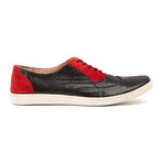 Lord Chancellor Reptile Embossed Leather + Suede Sneaker // Black + Red (Euro: 39)