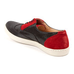 Lord Chancellor Reptile Embossed Leather + Suede Sneaker // Black + Red (Euro: 45)