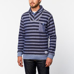 ViveShirt // High Neck Pullover // Royal Stripe (XL)