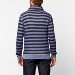 ViveShirt // High Neck Pullover // Royal Stripe (XL)