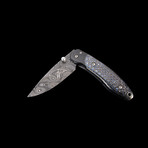 Carbon Fiber Damascus Folder // Blue
