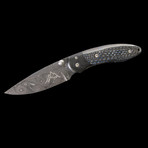 Carbon Fiber Damascus Folder // Blue