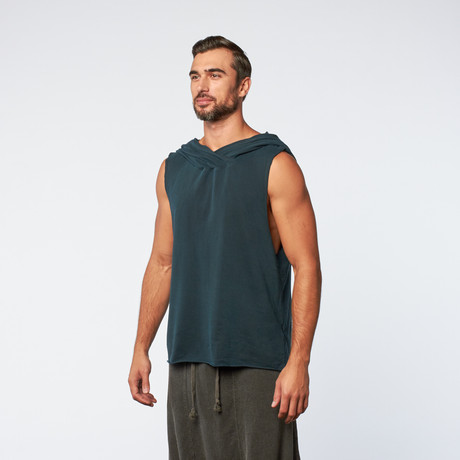 Yianni Sleeveless Shirt + Hood // Peacock (XS)