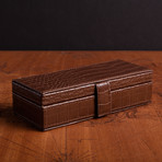 42 Piece Domino Set // Brown Crocodile Leather