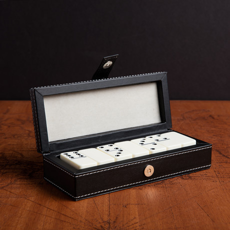 42 Piece Domino Set // Black Leather