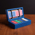 Leather Poker Set // Blue Ostrich