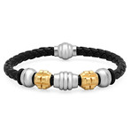 Leather Braided Bracelet // Black + Gold