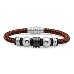 Leather Weave Bracelet // Black + Red