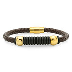 Leather Braided Bracelet // Brown + Gold