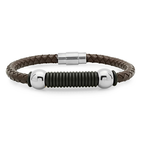 Leather Braided Bracelet // Brown