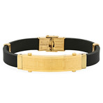 Rubber and Plated Brick Bracelet // Black + Yellow