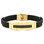 Rubber and Stainless Steel Bracelet // Black + Yellow