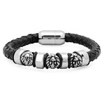 Leather Bracelet with Lion // Black