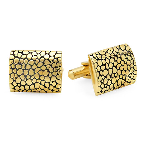 18k Gold Plated Cobblestone Cufflinks // Yellow