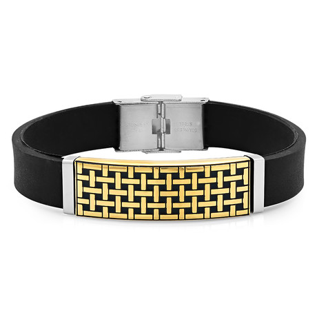 Rubber Bracelet + 18k Gold Plated Accent // Black + Yellow