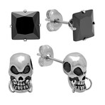 Set of 2 Skull Studs // Black