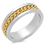 18k Gold Plated Chain Ring // Metallic (Size 9)