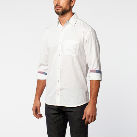 Ravello Button-Up // White + Skyblue + Pink (S)