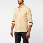 Barcelona Button-Up // Beige + Gold Stripes (L)