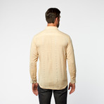 Barcelona Button-Up // Beige + Gold Stripes (L)