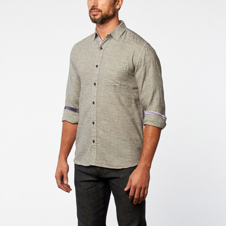 Enzo Button-Up // Gray + Purple Gingham (S)