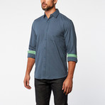 Dolce Button-Up // Air Force Blue + Green Gingham Trim (L)