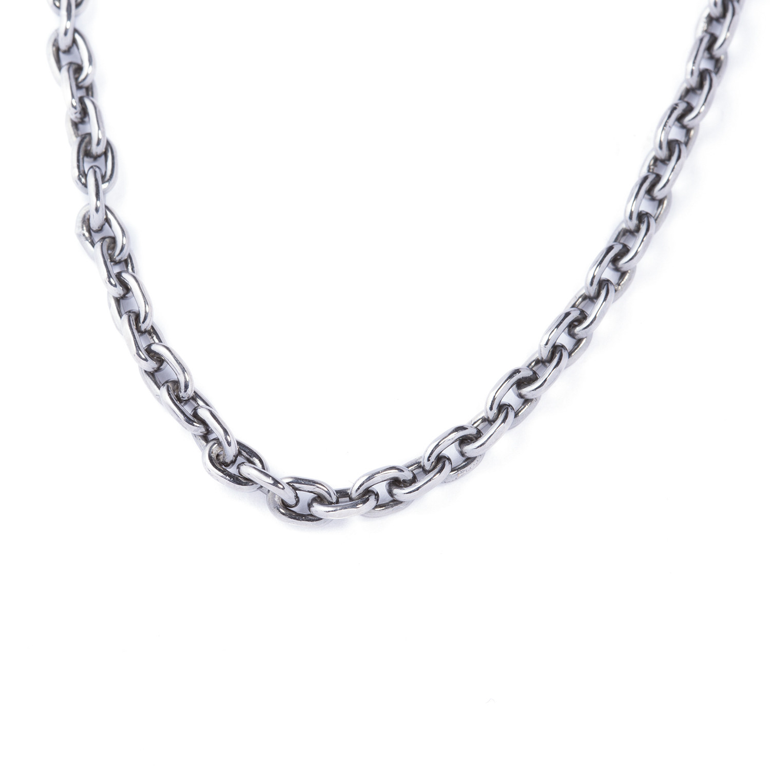 Silver Oval Ring Chain (Length 18
