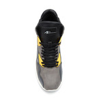 Leather High-Top Sneaker // Grey + Yellow (US: 10.5)