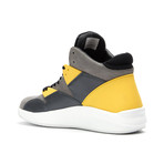 Leather High-Top Sneaker // Grey + Yellow (US: 10.5)