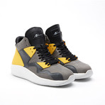 Leather High-Top Sneaker // Grey + Yellow (US: 10.5)