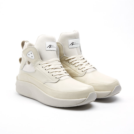 Leather Tab High-Top Sneaker // Bone White (US: 8)