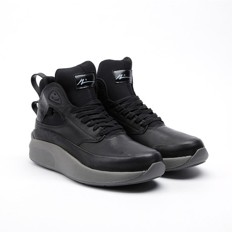 Leather Tab High-Top Sneaker // Black + Grey (US: 8)