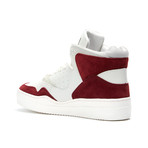 Leather High-Top Sneaker // Maroon + White (US: 9.5)