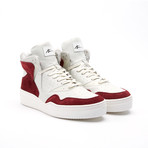 Leather High-Top Sneaker // Maroon + White (US: 9.5)