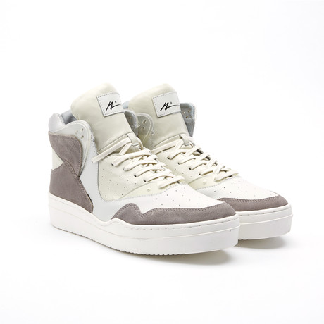 Leather High-Top Sneaker // White + Grey (US: 8)