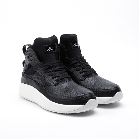 Leather Tab High-Top Sneaker // Black + White (US: 8)