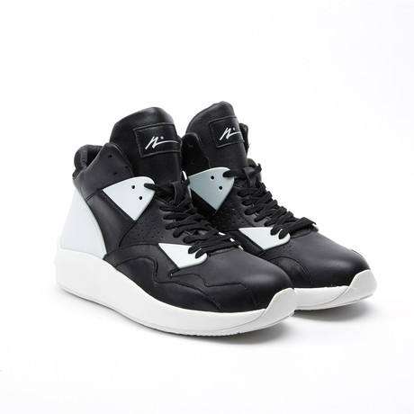 Leather Block High-Top Sneaker // Black + White (US: 8)