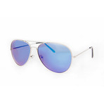 Unisex Miramar Sunglasses // Silver + Blue Mirror