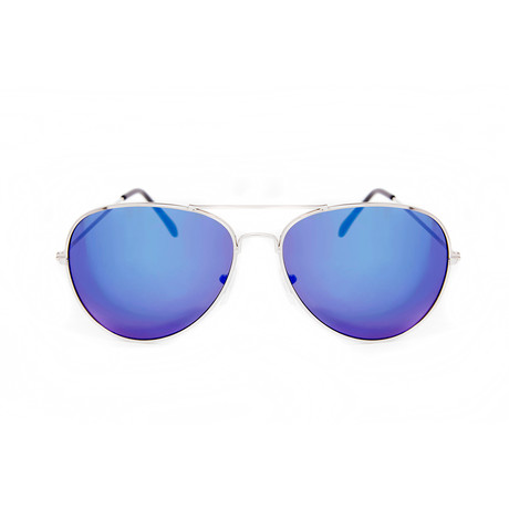 Unisex Miramar Sunglasses // Silver + Blue Mirror