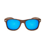 Unisex Aspen Sunglasses // Dark Wood Print (Green Mirror Lens)