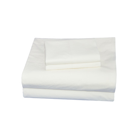 Washed Solid Percale Cotton Sheet Set // White (Full)