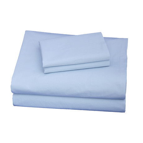 Washed Solid Percale Cotton Sheet Set // Light Blue (Full)