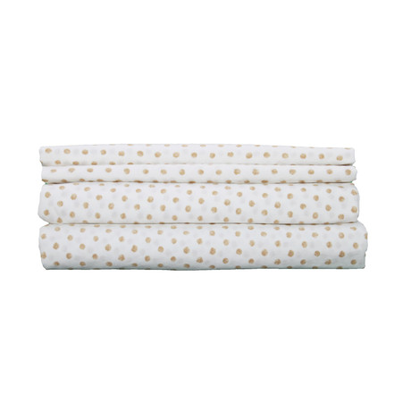 Dots Print Percale Cotton Sheet Set // Tan (Twin)