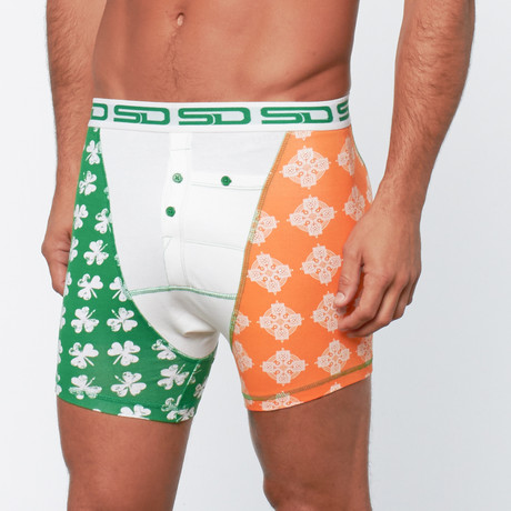 St. Patrick's Boxer Short // Green + Orange + White (S)