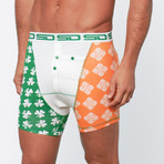 St. Patrick's Boxer Short // Green + Orange + White (M)